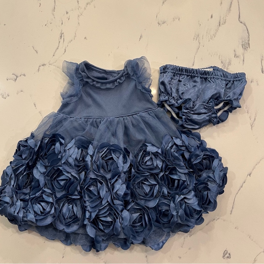 Blue Floral Kids Dress Set